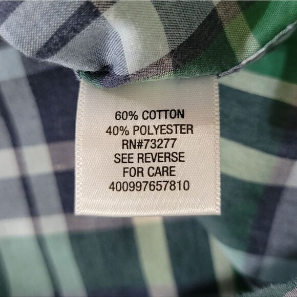 Sonoma Goods For Life® Men's Blue Green Plaid Button-down Short Sleeve Shirt - Picture 9 of 13